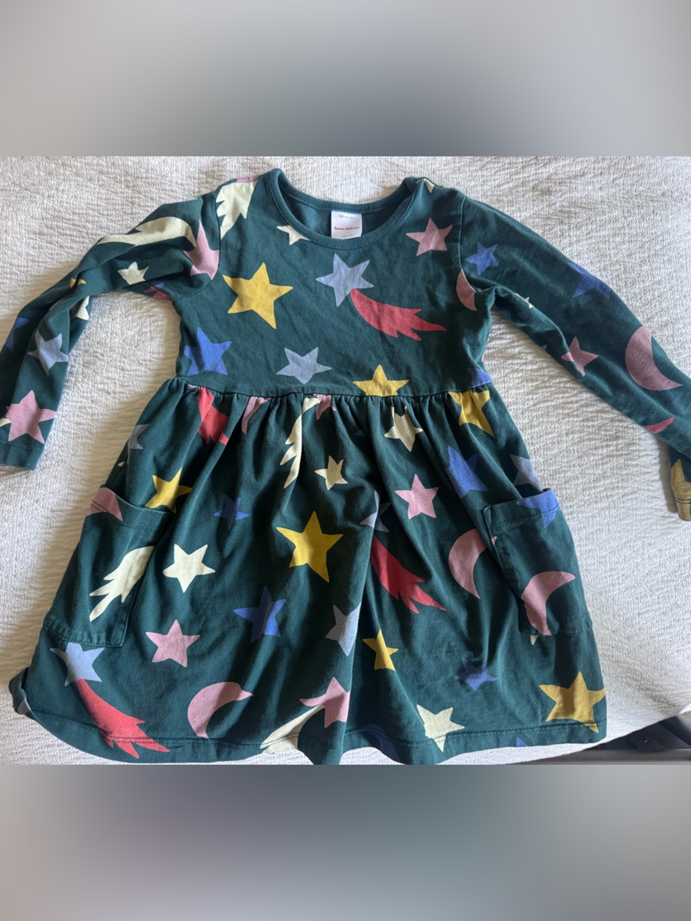 Hanna Andersson Dark Green Star & Moon Long-Sleeve Nightgown
